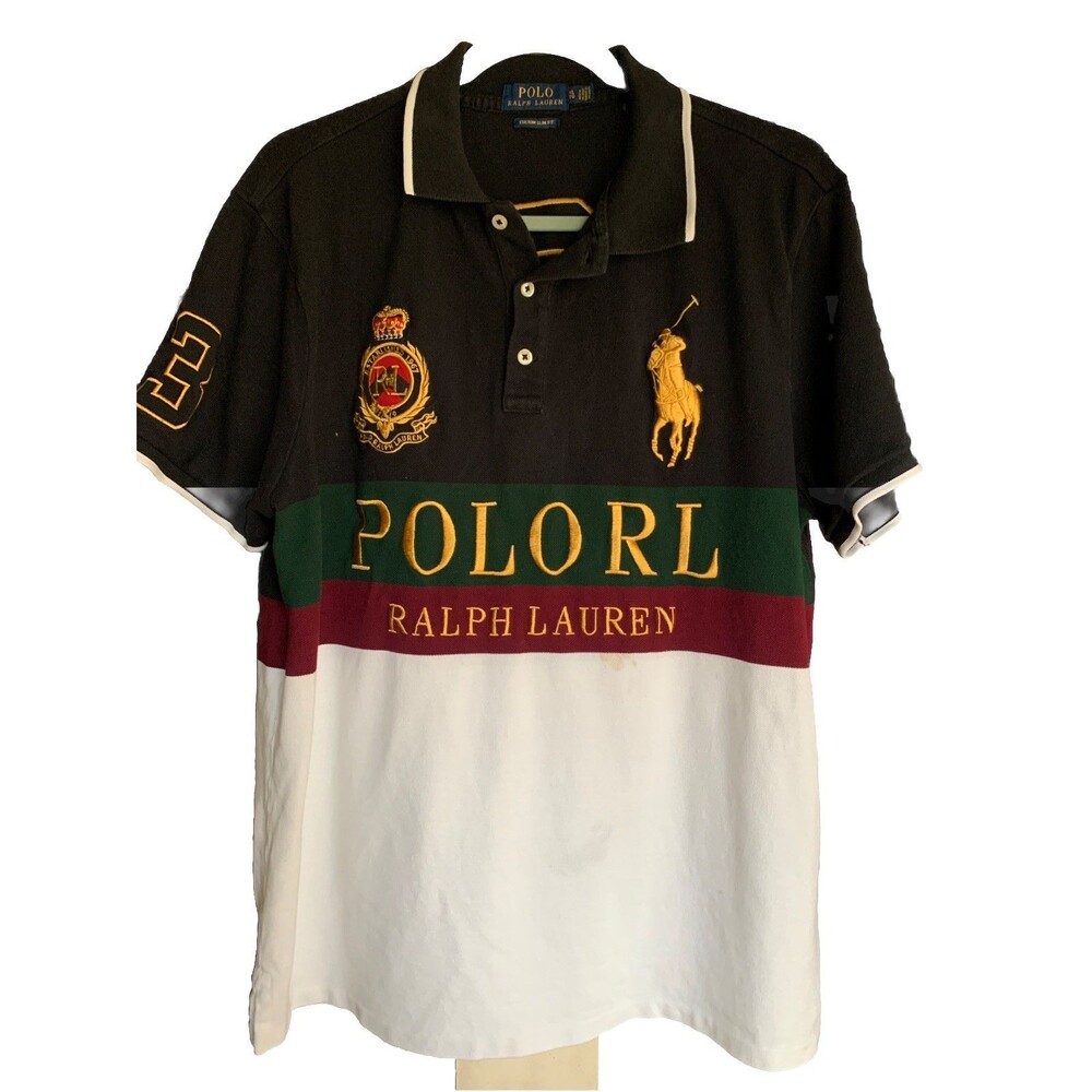 VtG Polo Ralph Lauren Custom Slim Fit Big Pony Gold Crest Block Mesh Polo *read